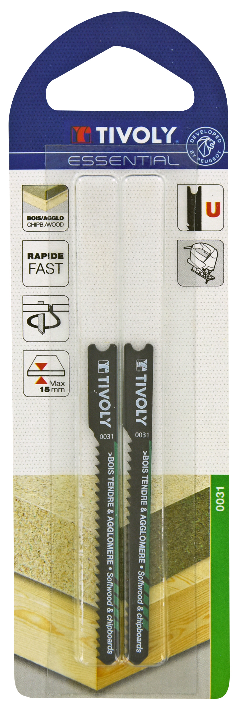 Lame de scie sauteuse -Pour bois tendre et aggloméré -Attache U / L: 75 / H: 50 / Courbe TIVOLY - XT505320031