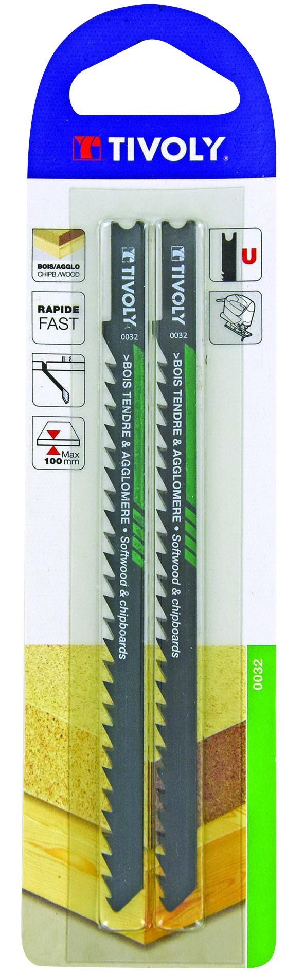 Lame de scie sauteuse -Pour bois tendre et aggloméré -Attache U / L: 132 / H: 110 / Droite TIVOLY - XT505320032