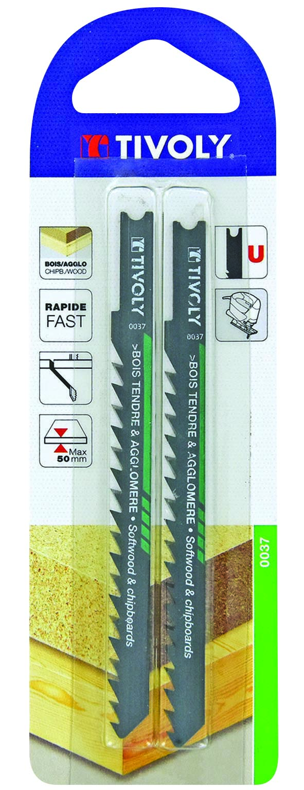 Lame de scie sauteuse -Pour bois tendre et aggloméré -Attache U / L: 100 / H: 75 / Droite TIVOLY - XT505320037