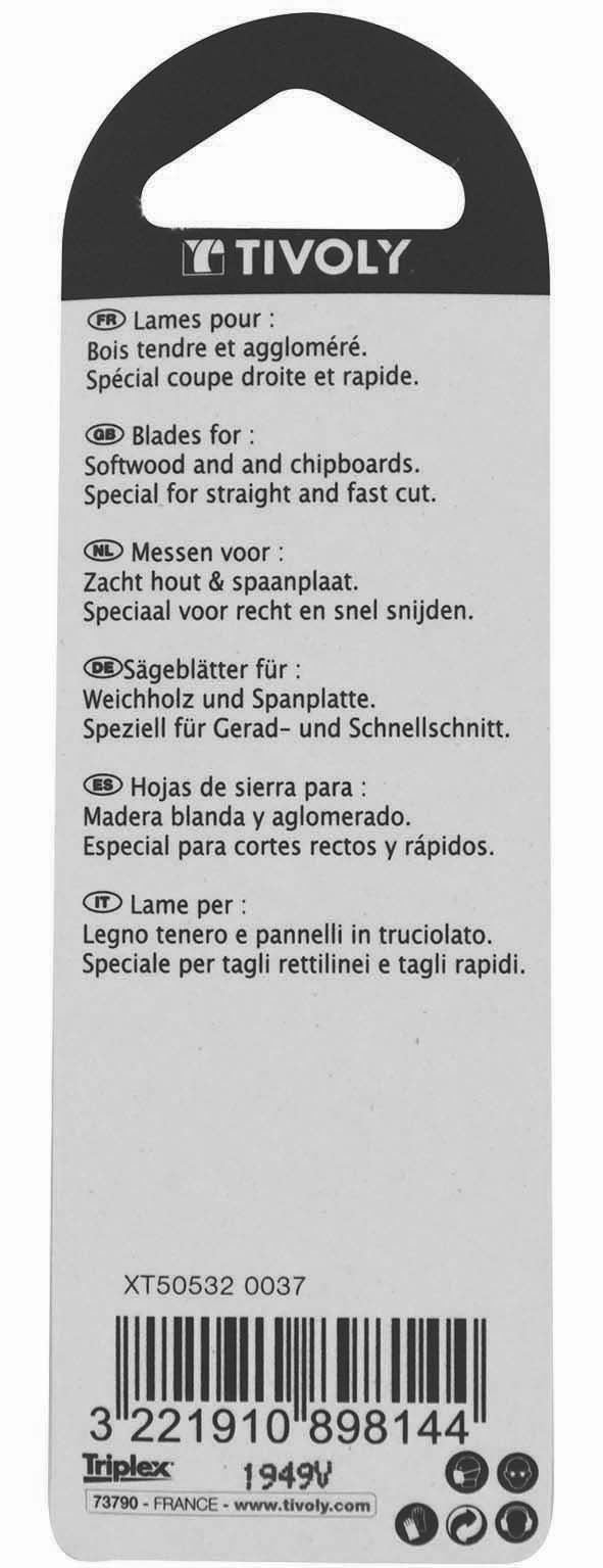 Lame de scie sauteuse -Pour bois tendre et aggloméré -Attache U / L: 100 / H: 75 / Droite TIVOLY - XT505320037