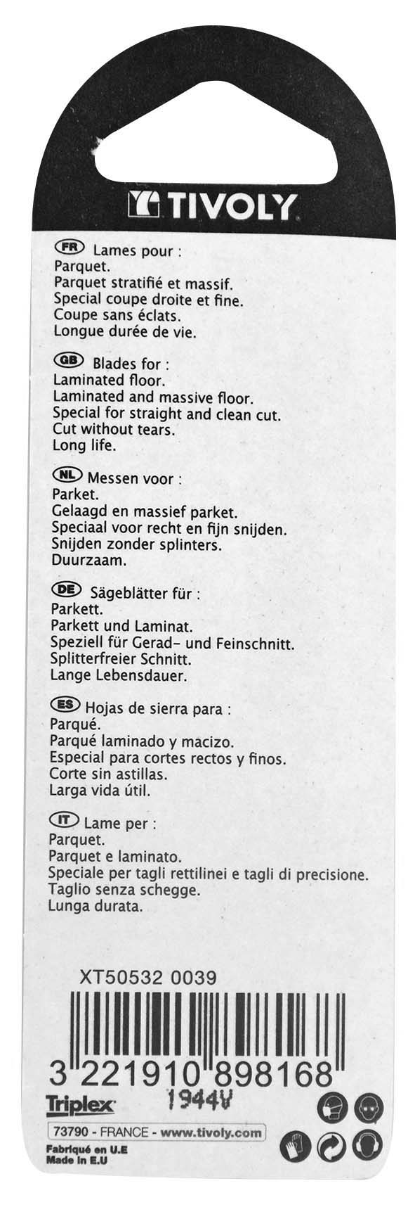 Lame de scie sauteuse -Pour parquet -Attache U / L: 100 / H: 75 / Droite TIVOLY - XT505320039