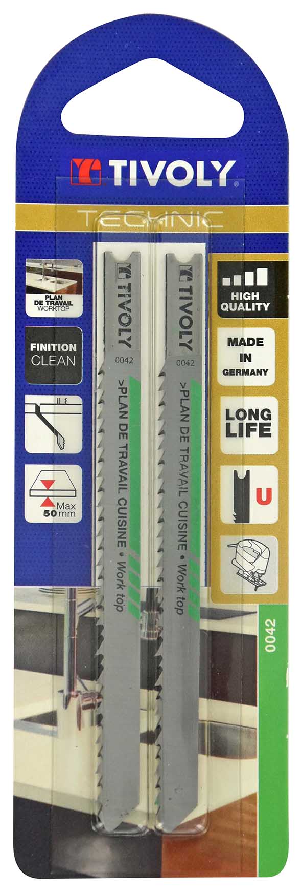 Lame de scie sauteuse -Pour plan de travail -Attache U / L: 100 / H: 75 / Droite TIVOLY - XT505320042