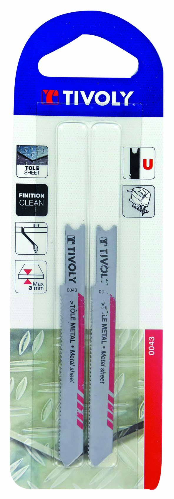 Lame de scie sauteuse -Pour tôle métal -Attache U / L: 75 / H: 50 / Droite TIVOLY - XT505320043
