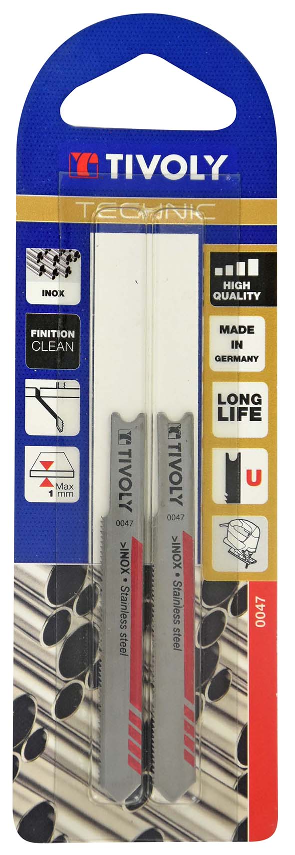 Lame de scie sauteuse -Pour inox -Attache U (Blister) / L: 75 / H: 50 / Droite TIVOLY - XT505320047