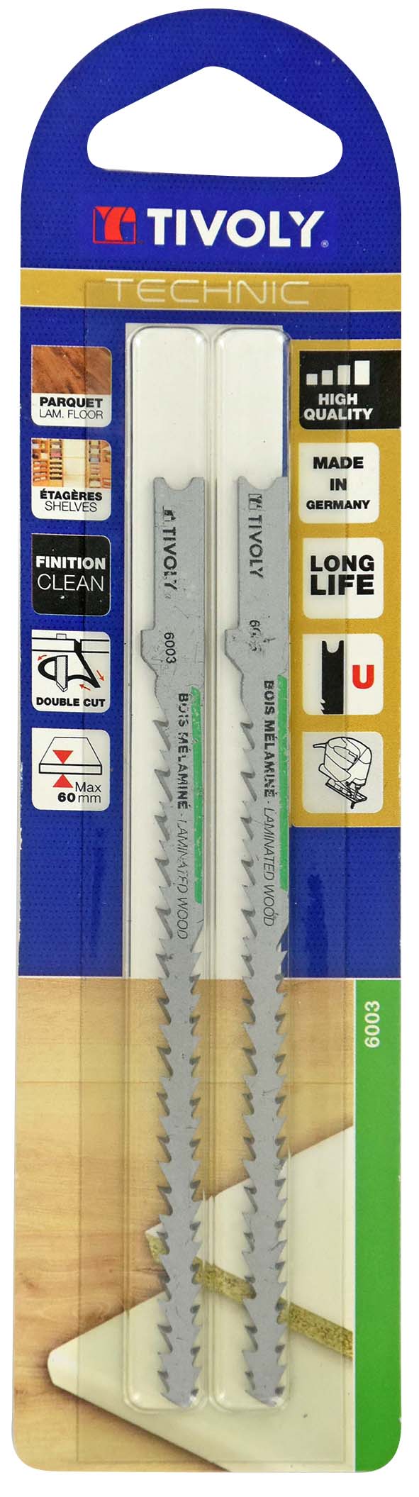 Lame de scie sauteuse -Double denture -Pour bois mélaminé -Attache U / L: 115 / H: 95 / Mixte TIVOLY - XT505326003