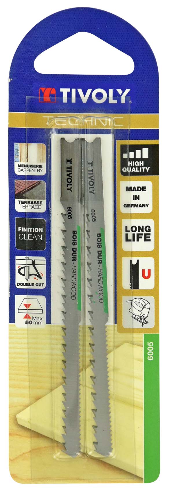 Lame de scie sauteuse -Double denture -Pour bois dur massif -Attache U / L: 100 / H: 75 / Mixte TIVOLY - XT505326005