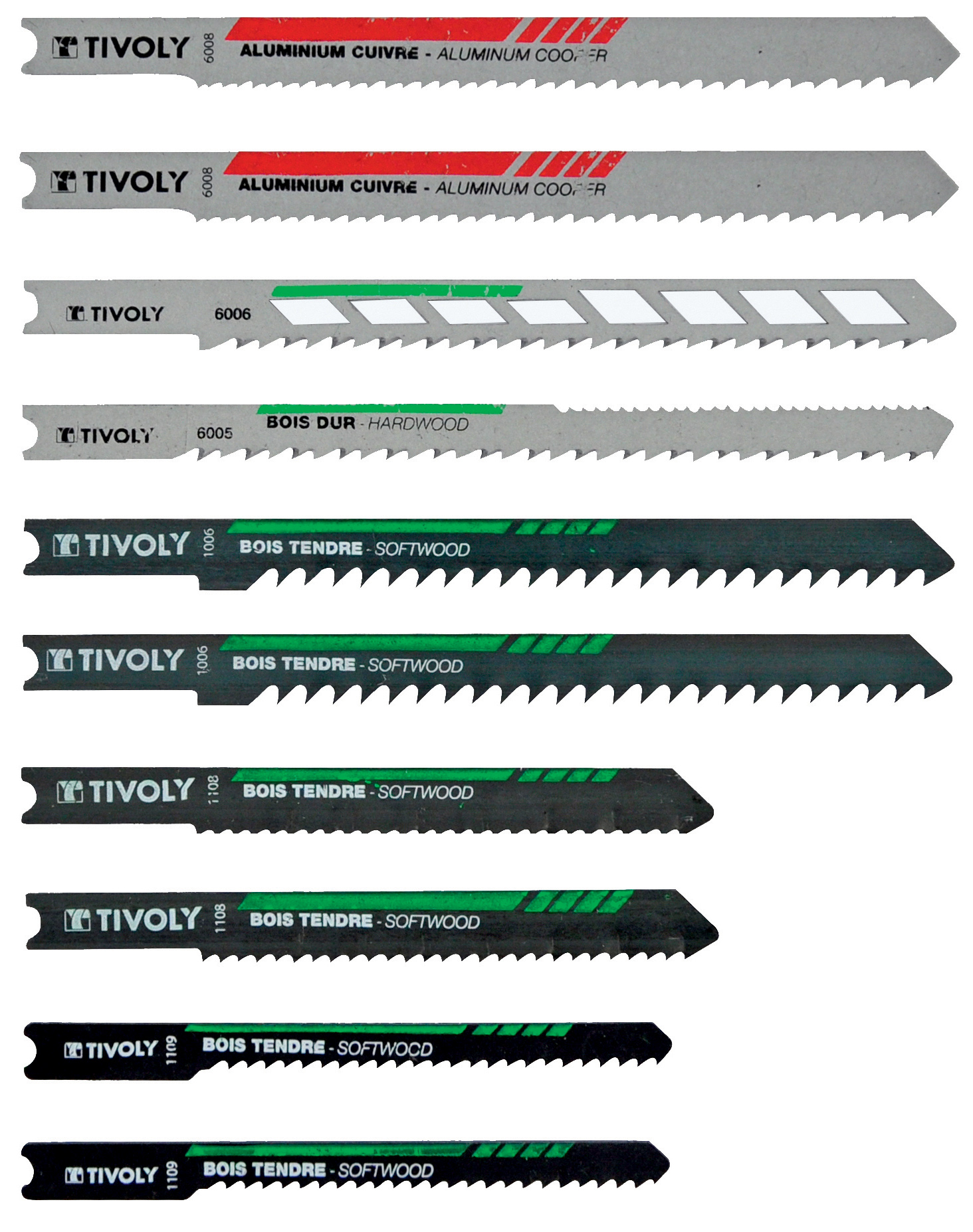 10 lames de scie sauteuse pour le bois, mélaminés et métaux non ferreux -Attache U TIVOLY - XT505370002
