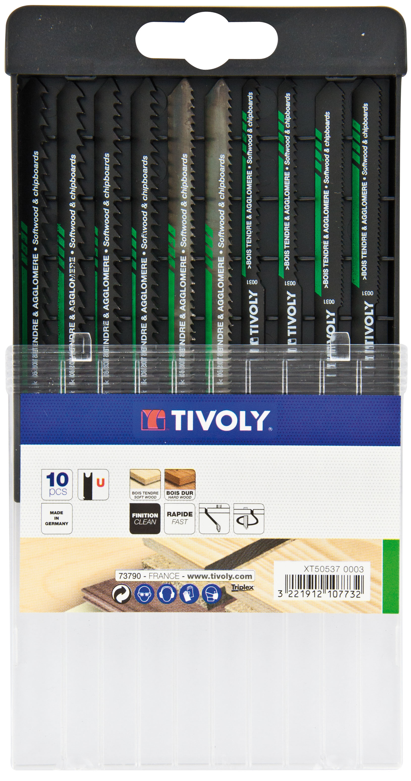 10 lames de scie sauteuse pour le bois tendre et dur -Attache U TIVOLY - XT505370003