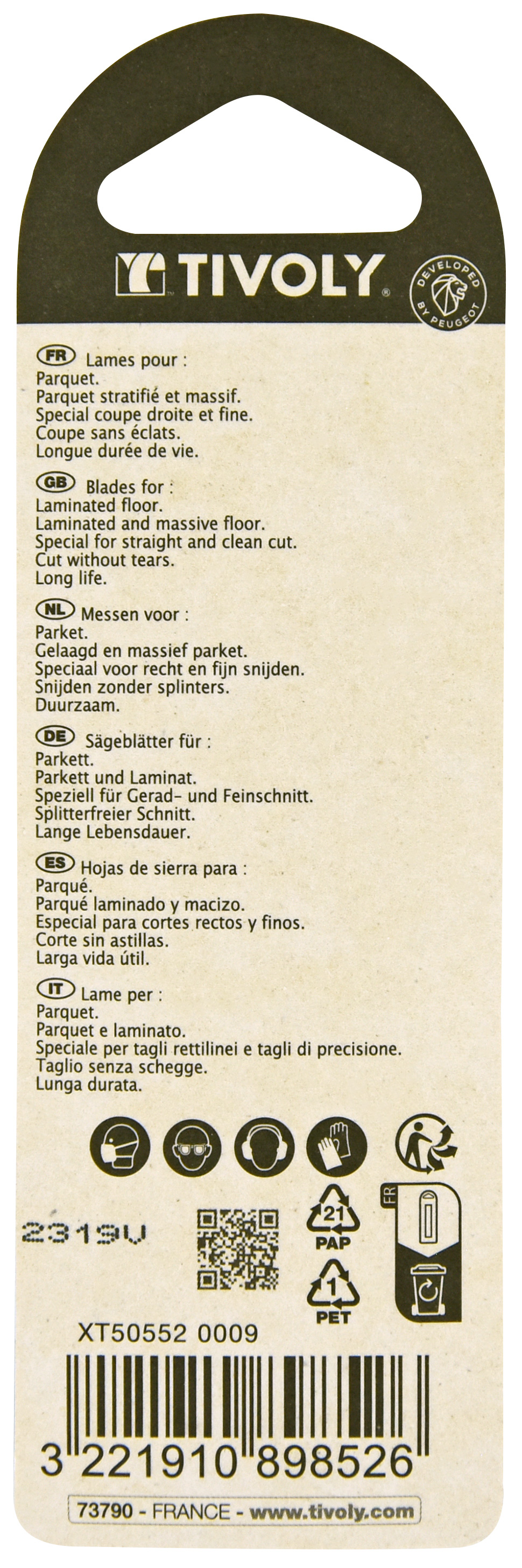 Lame de scie sauteuse -Pour parquet -Attache T / L: 100 / H: 75 / Droite TIVOLY - XT505520009