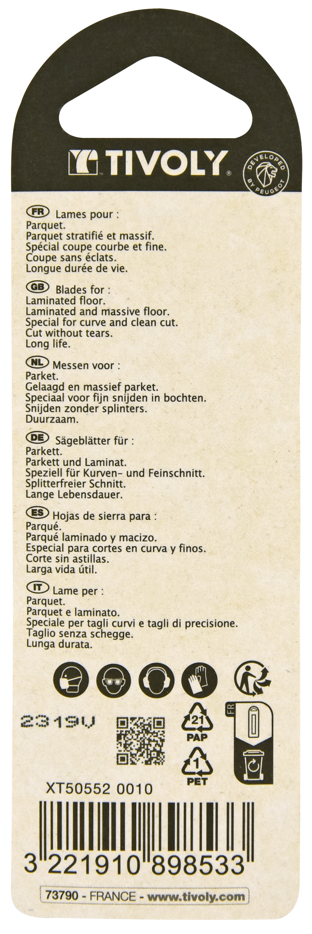 Lame de scie sauteuse -Pour parquet -Attache T / L: 100 / H: 75 / Courbe TIVOLY - XT505520010