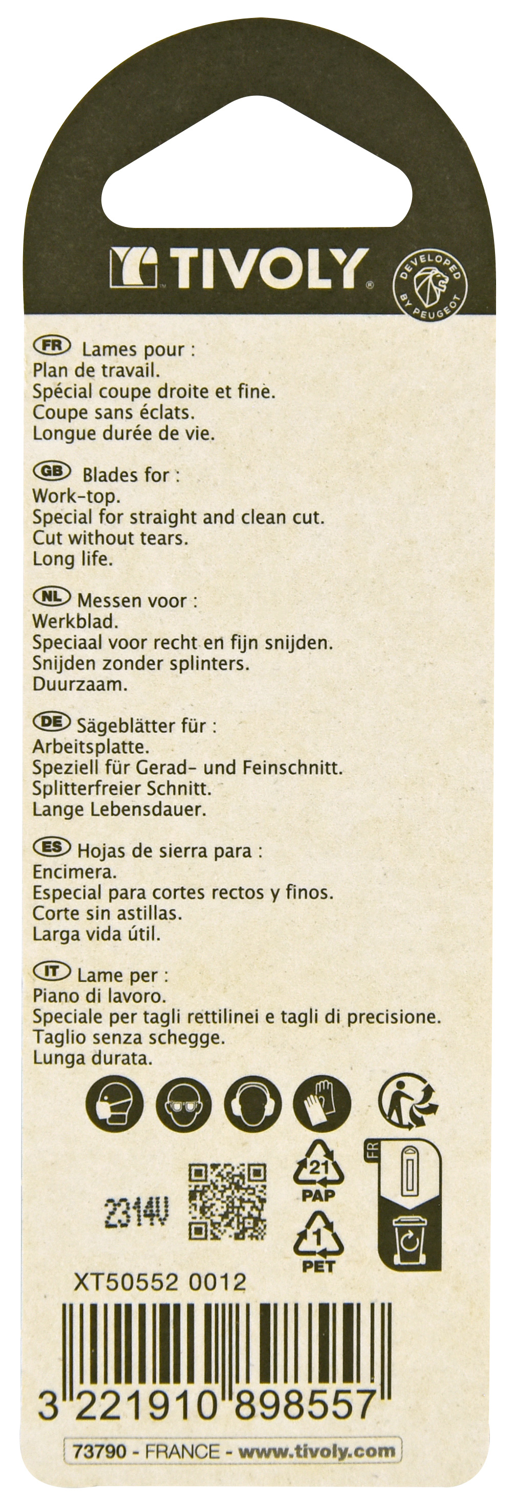 Lame de scie sauteuse -Pour plan de travail -Attache T / L: 100 / H: 75 / Droite TIVOLY - XT505520012