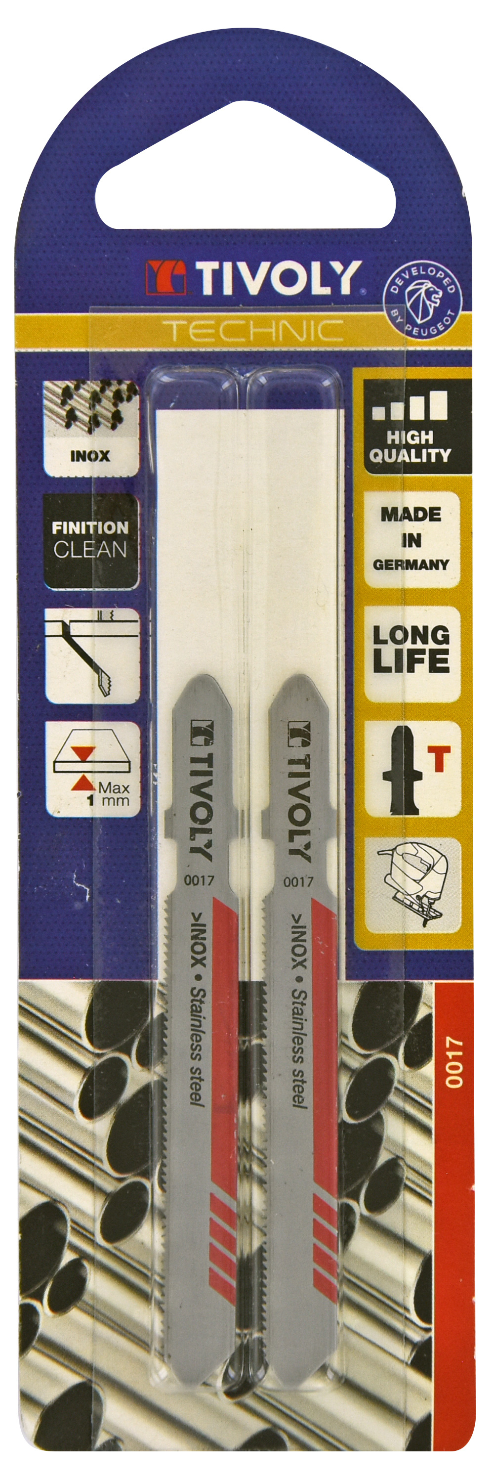 Lame de scie sauteuse -Pour inox -Attache T (Blister) / L: 75 / H: 50 / Droite TIVOLY - XT505520017