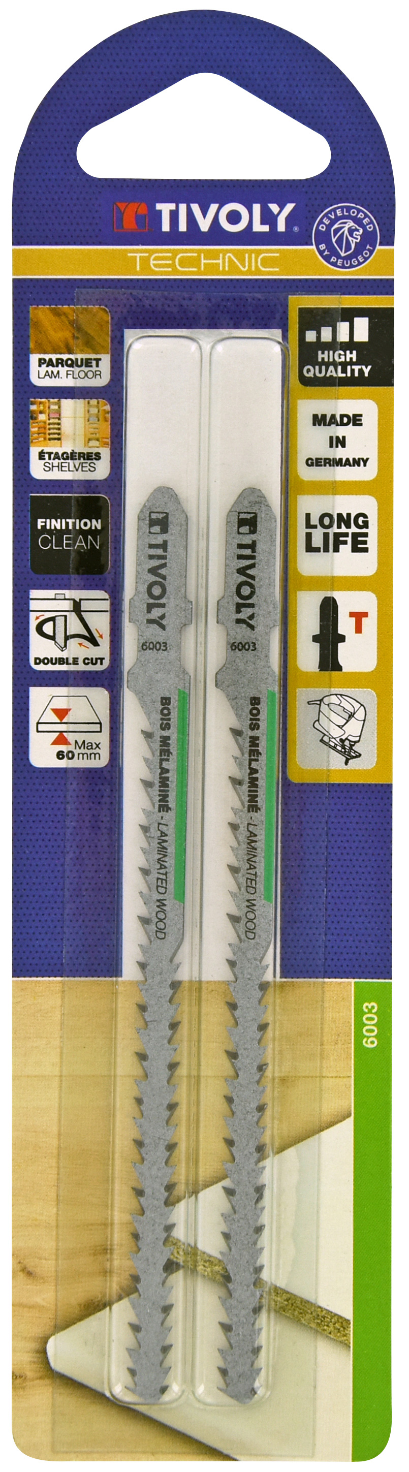 Lame de scie sauteuse -Double denture -Pour bois mélaminé -Attache T / L: 115 / H: 95 / Mixte TIVOLY - XT505526003