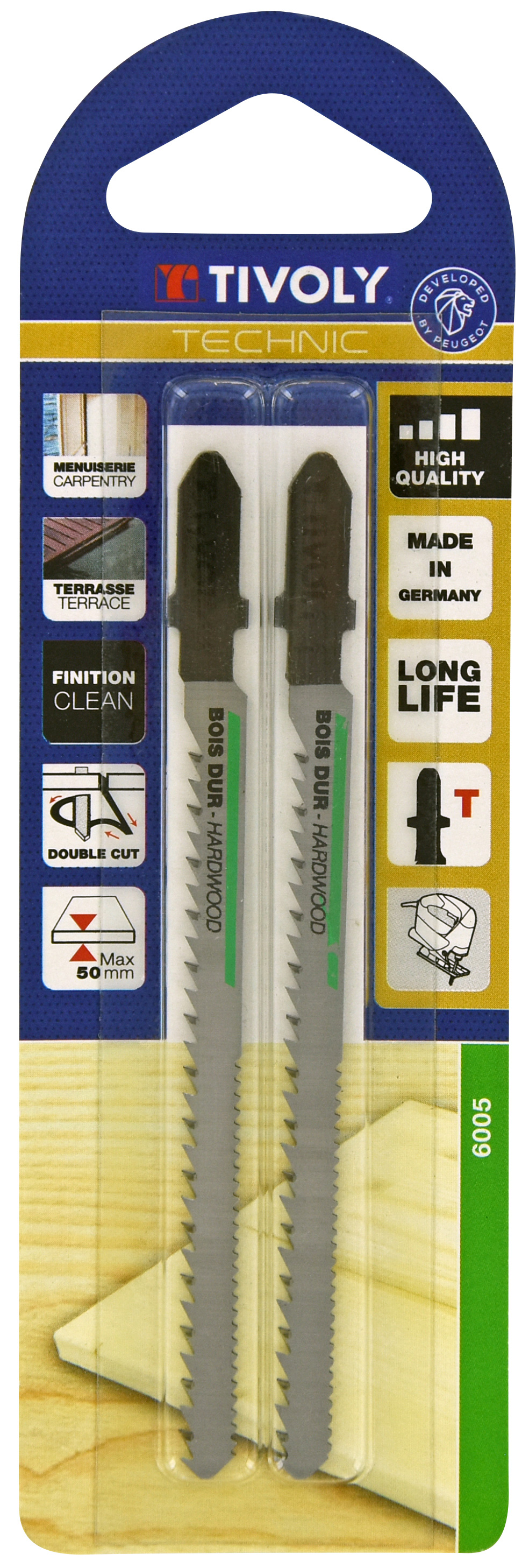 Lame de scie sauteuse -Double denture -Pour bois dur massif -Attache T / L: 100 / H: 75 / Mixte TIVOLY - XT505526005