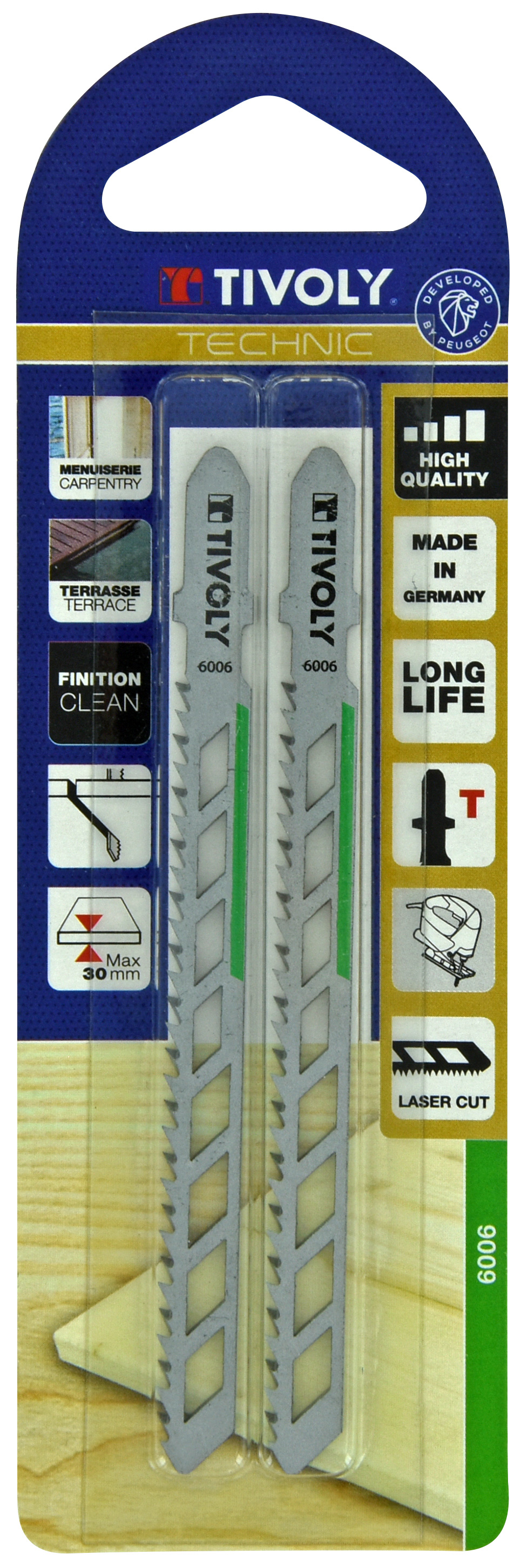 Lame de scie sauteuse -Laser cut -Pour bois dur massif -Attache T / L: 100 / H: 75 / Droite TIVOLY - XT505526006