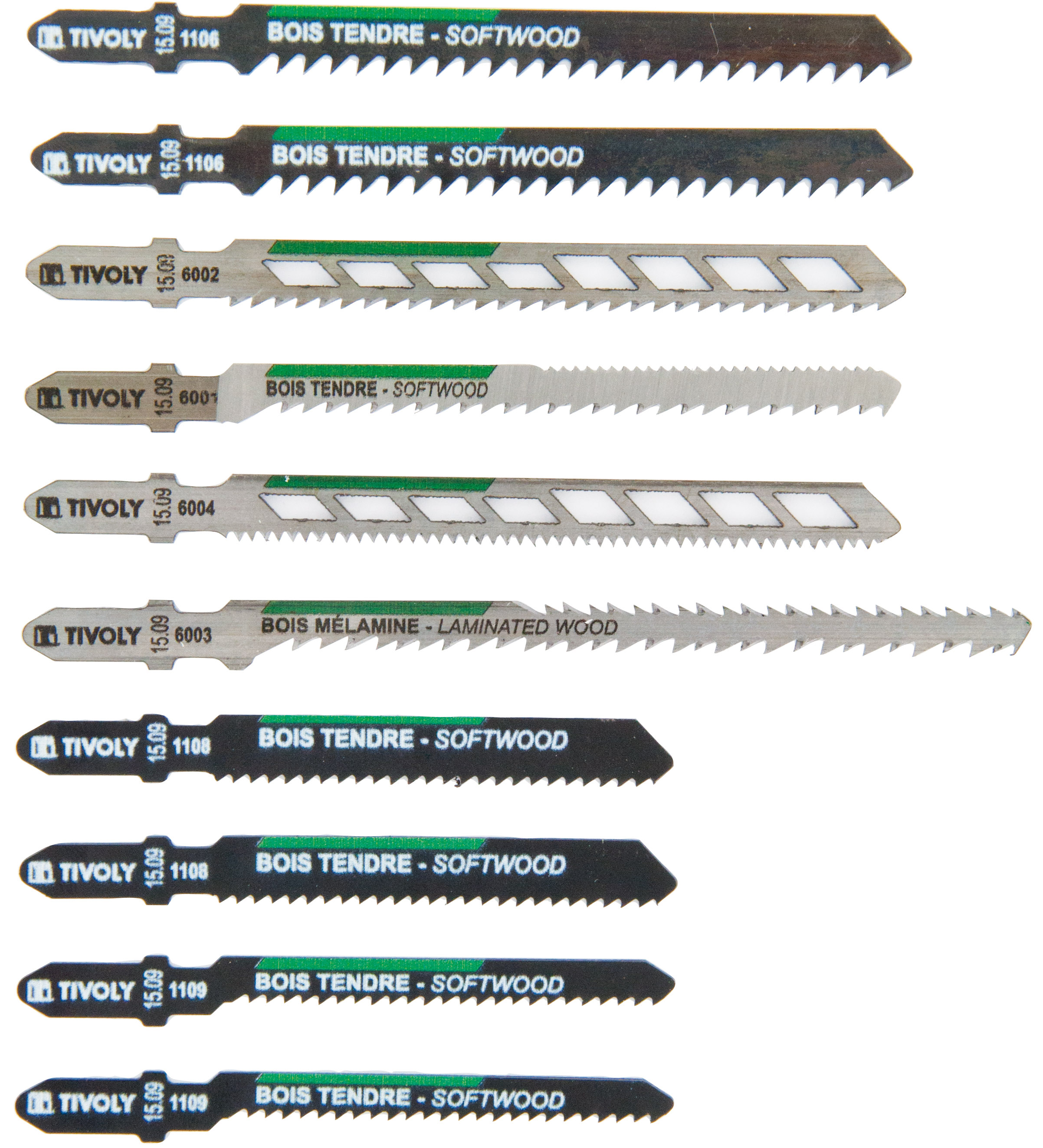 10 lames de scie sauteuse pour le bois et mélaminés -Attache T TIVOLY - XT505570001
