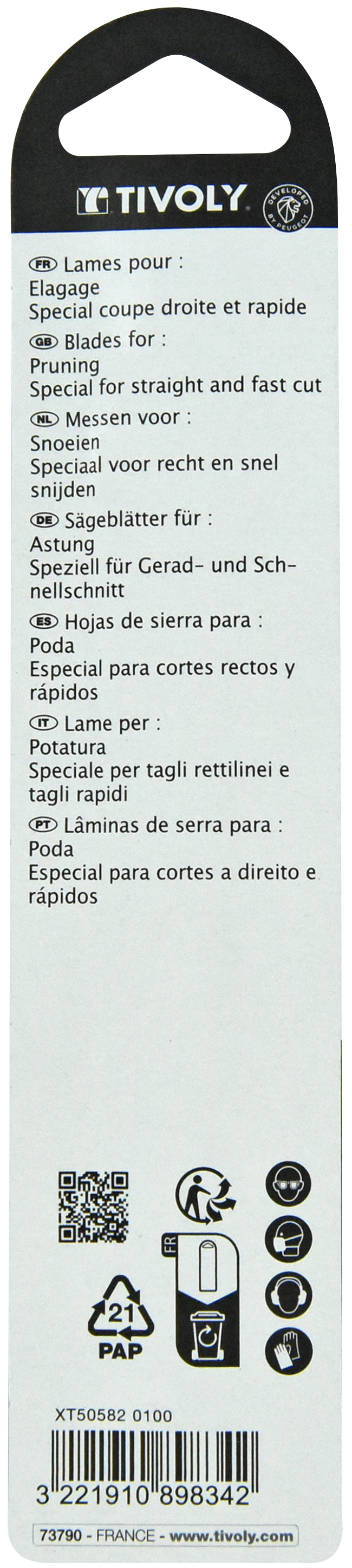 Lame de scie sabre -Pour élagage -Attache universelle / L: 150 / H: 130 / Mixte TIVOLY - XT505820100