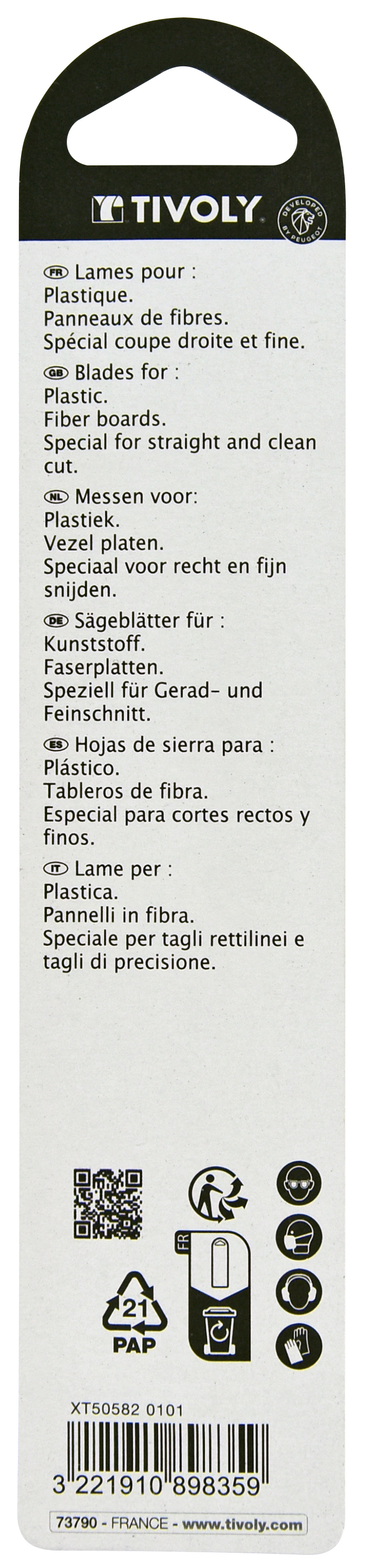 Lame de scie sabre -Pour plastique -Attache universelle / L: 150 / H: 130 / Mixte TIVOLY - XT505820101