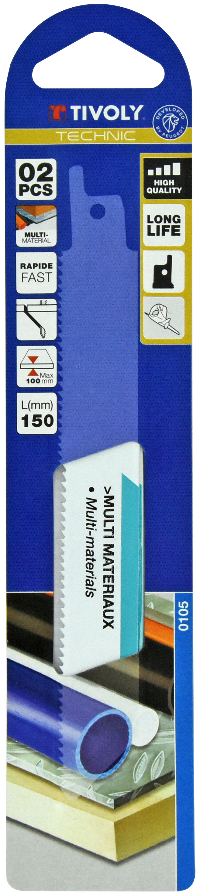 Lame de scie sabre -Multimatériaux -Attache universelle / L: 150 / H: 130 / Droite TIVOLY - XT505820105