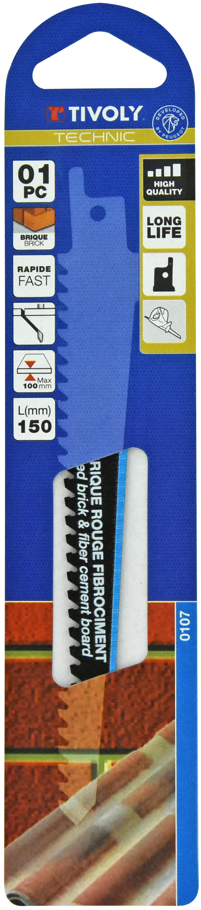 Lame de scie sabre -Epaisseur importante -Pour matériaux abrasifs, fibrociment -Attache universelle / L: 150 / H: 130 / Droite TIVOLY - XT505820107