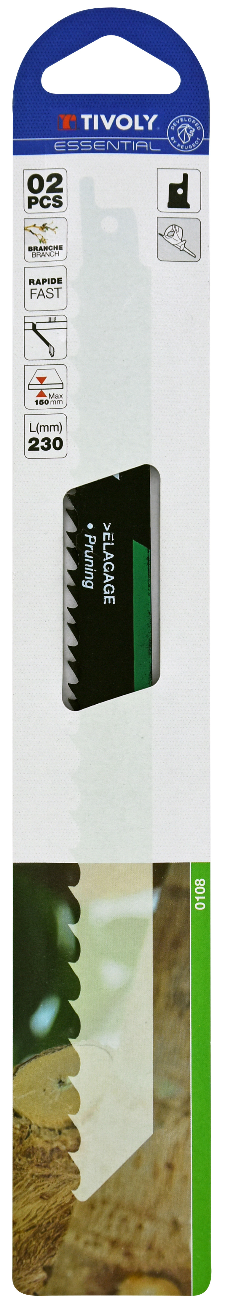 Lame de scie sabre -Pour élagage -Attache universelle / L: 230 / H: 210 / Droite TIVOLY - XT505820108