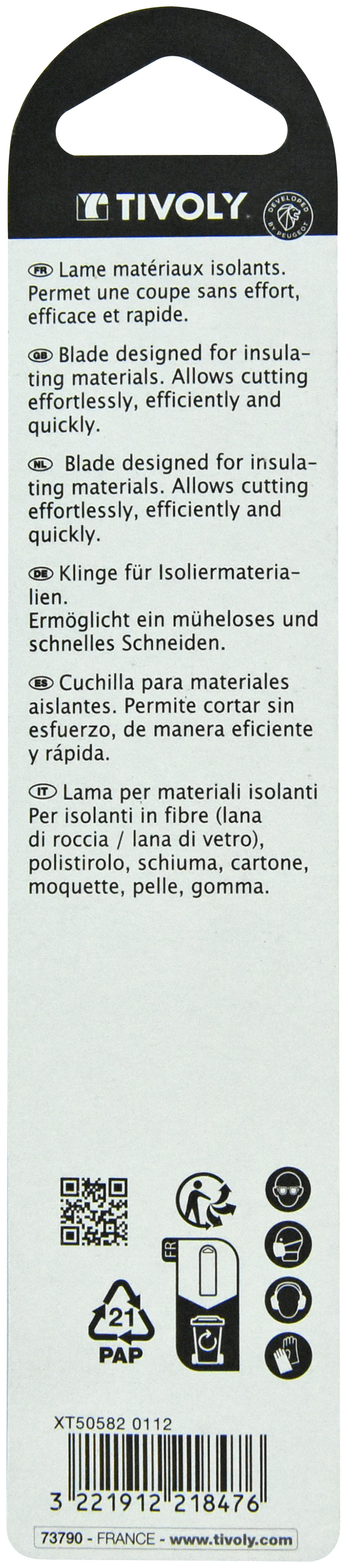 Lame de scie sabre -Pour matériaux isolants -Attache universelle / L: 150 / H: / Droite TIVOLY - XT505820112