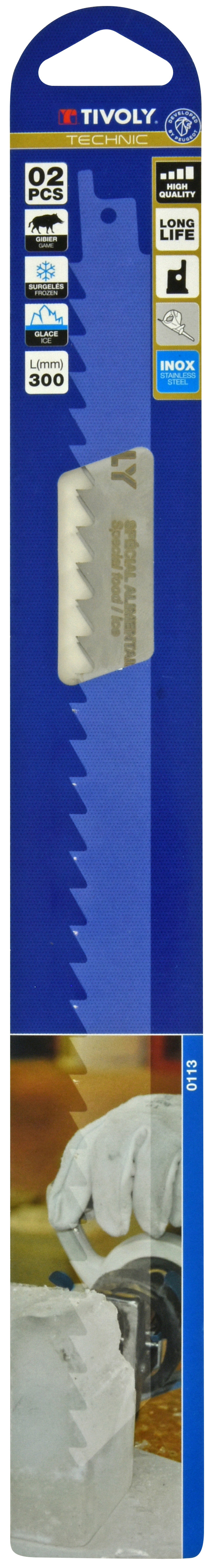 Lame de scie sabre -INOX -Spécial alimentaire -Attache universelle / L: / H: / Droite TIVOLY - XT505820113