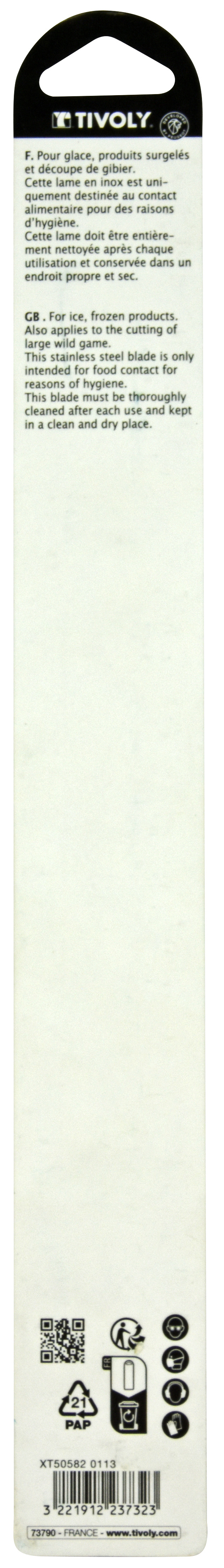 Lame de scie sabre -INOX -Spécial alimentaire -Attache universelle / L: / H: / Droite TIVOLY - XT505820113
