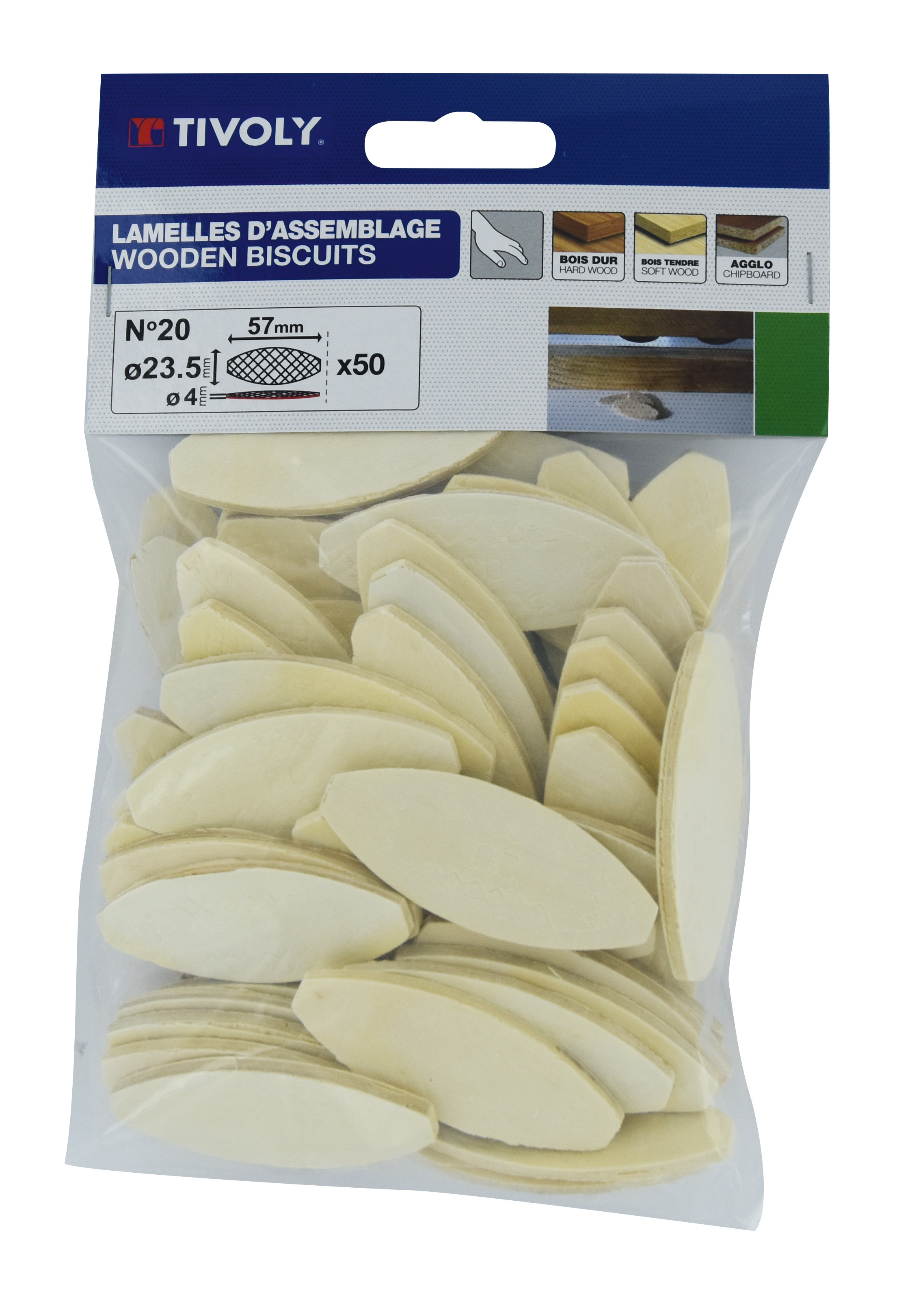 Lamelles d'assemblage N°10 - L55xl19xh4mm TIVOLY - XT60634063010