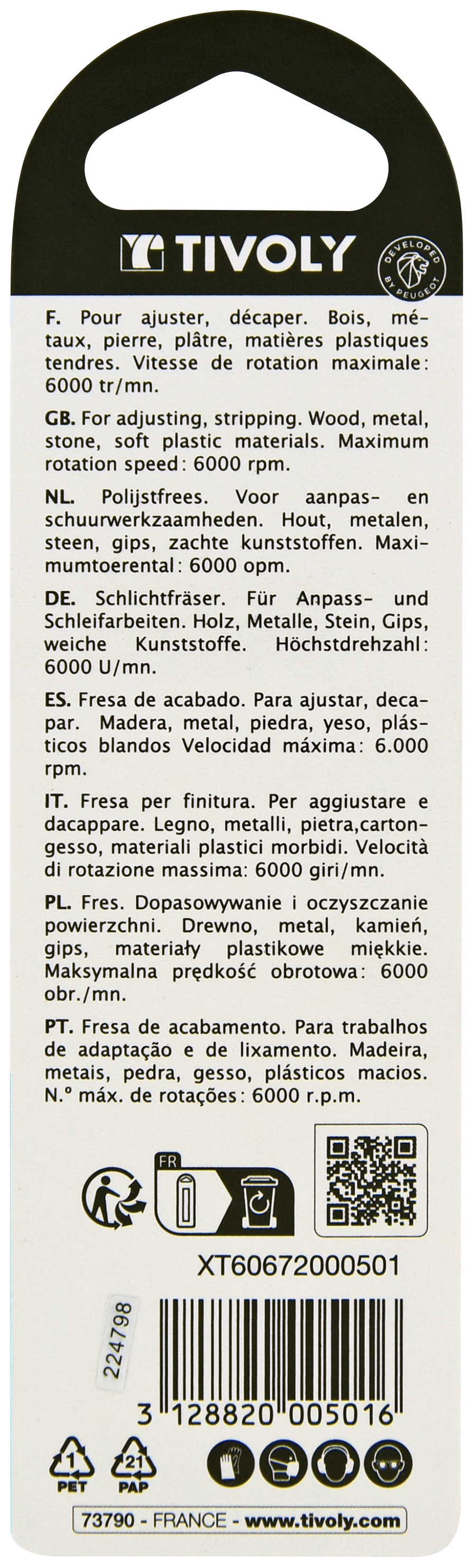 Rape sur tige bout plat Ø 6mm TIVOLY - XT60672000501