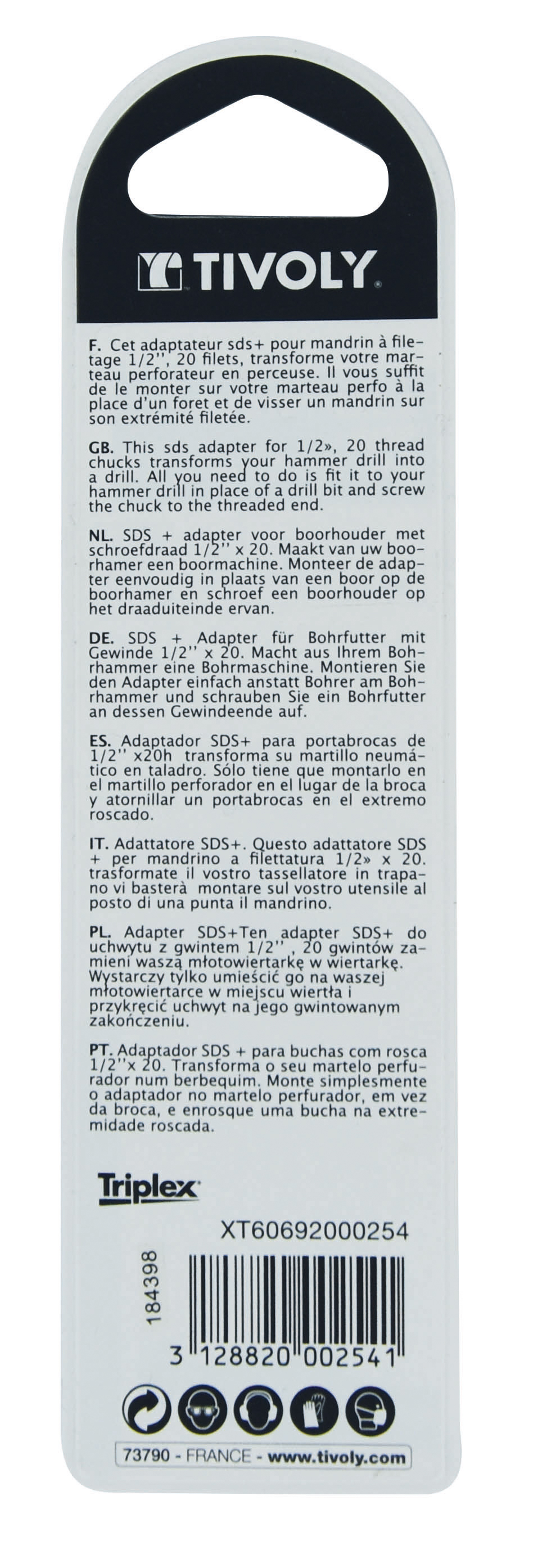 Adaptateur SDS+ Ø 13mm TIVOLY - XT60692000254