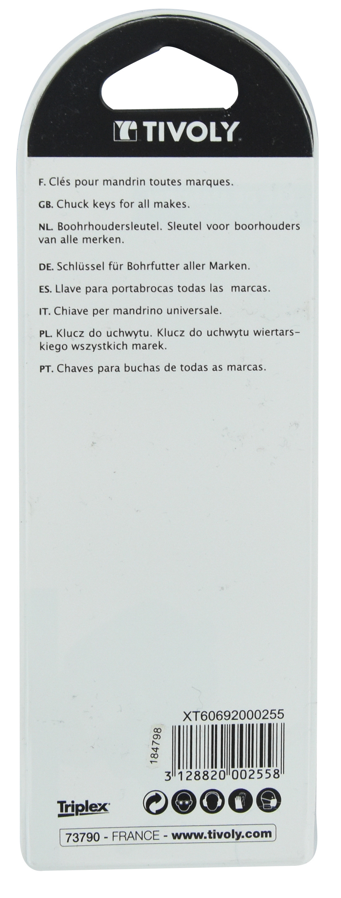 Clé de mandrin. Mandrin 13 - S8 TIVOLY - XT60692000256