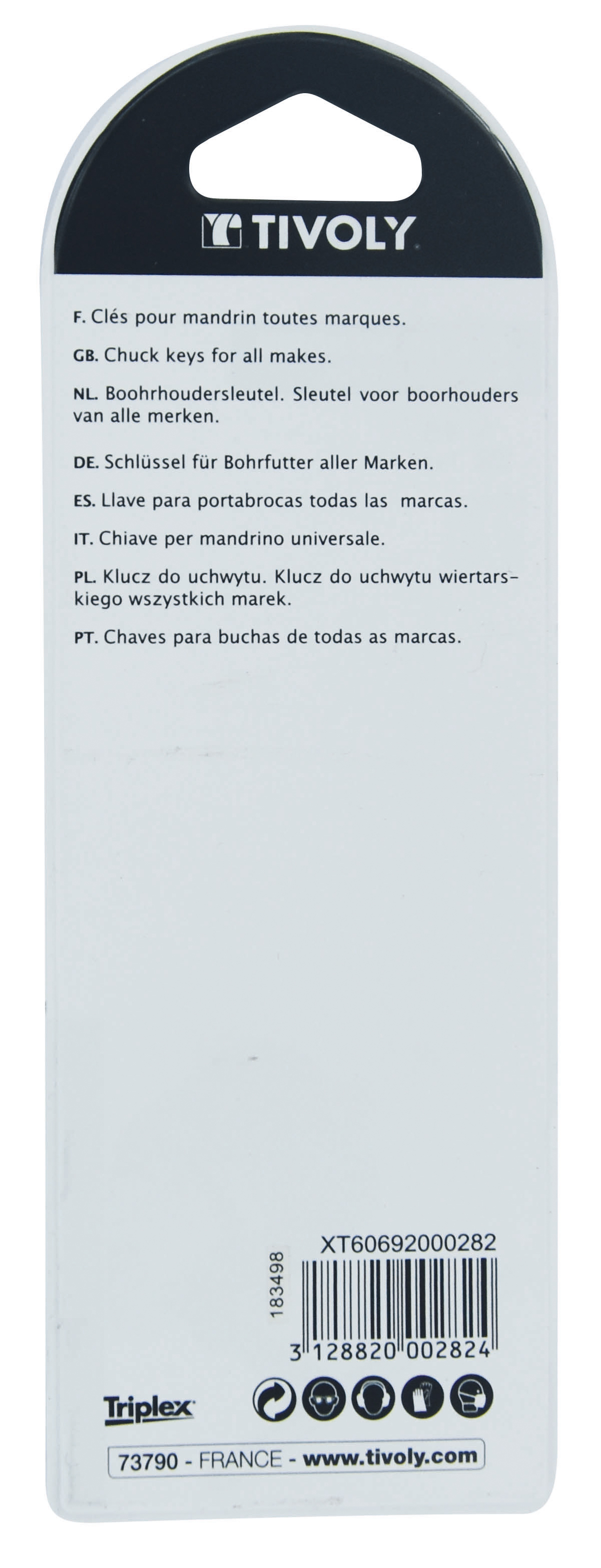 Clé de mandrin. Mandrin 16 - S3 TIVOLY - XT60692000282