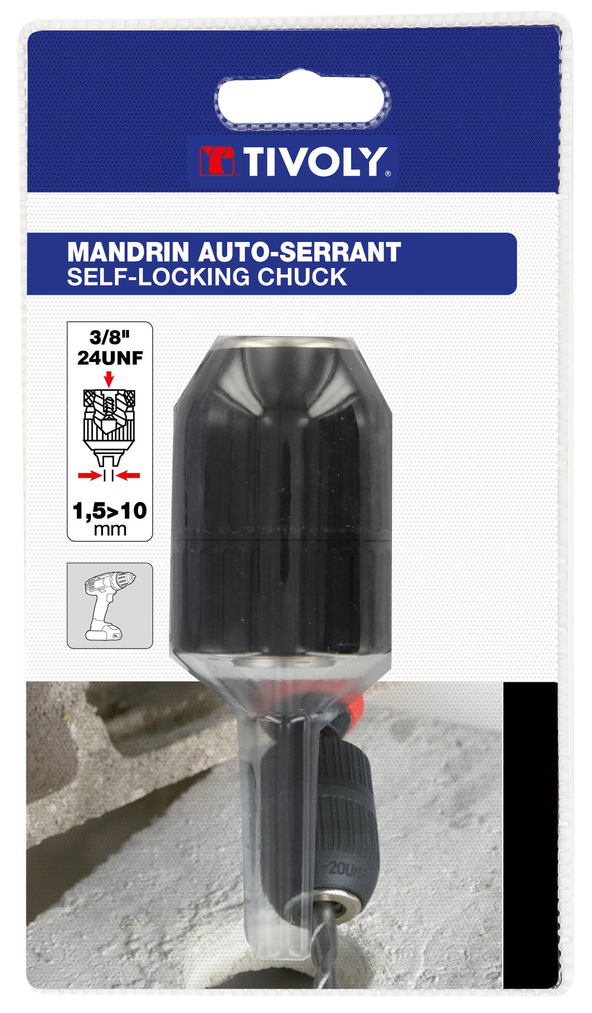 Mandrin auto-serrant Ø 0,8 > 10 - Attachement 3/8