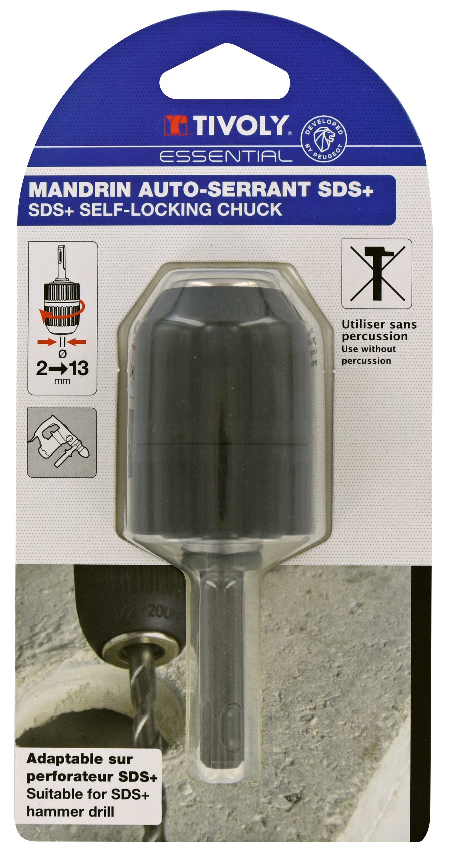 Mandrin auto-serrant SDS+ Ø 2 à 13mm TIVOLY - XT60692000540