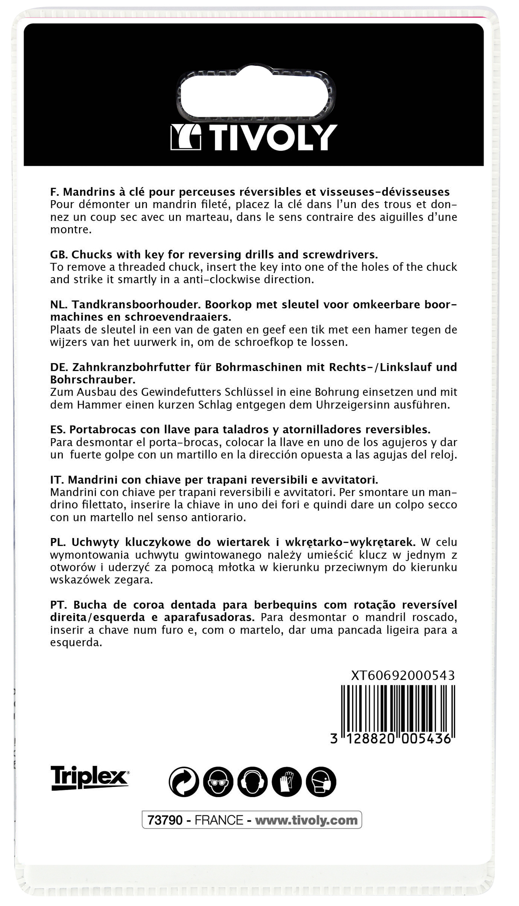 Mandrin à clé Ø 1,5 > 13 - Attachement 1/2