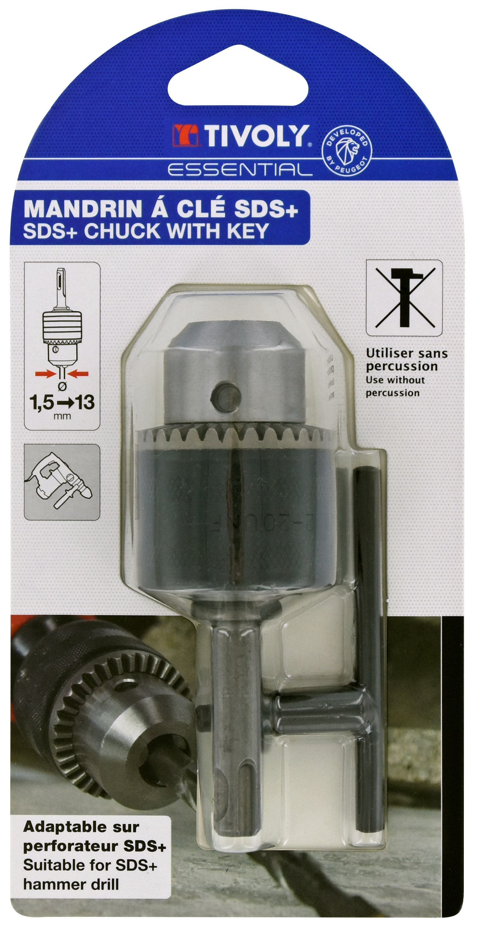 Mandrin à clé SDS+ Ø 1,5 à 13mm TIVOLY - XT60692000546