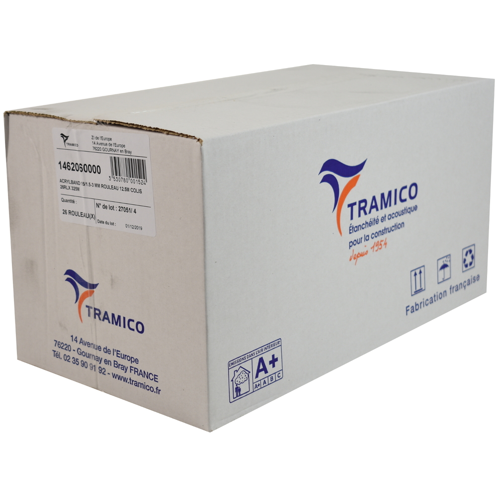 26 rouleaux de 12,5m ACRYLBAND 15/1.5-3 mm TRAMICO - 1462060000