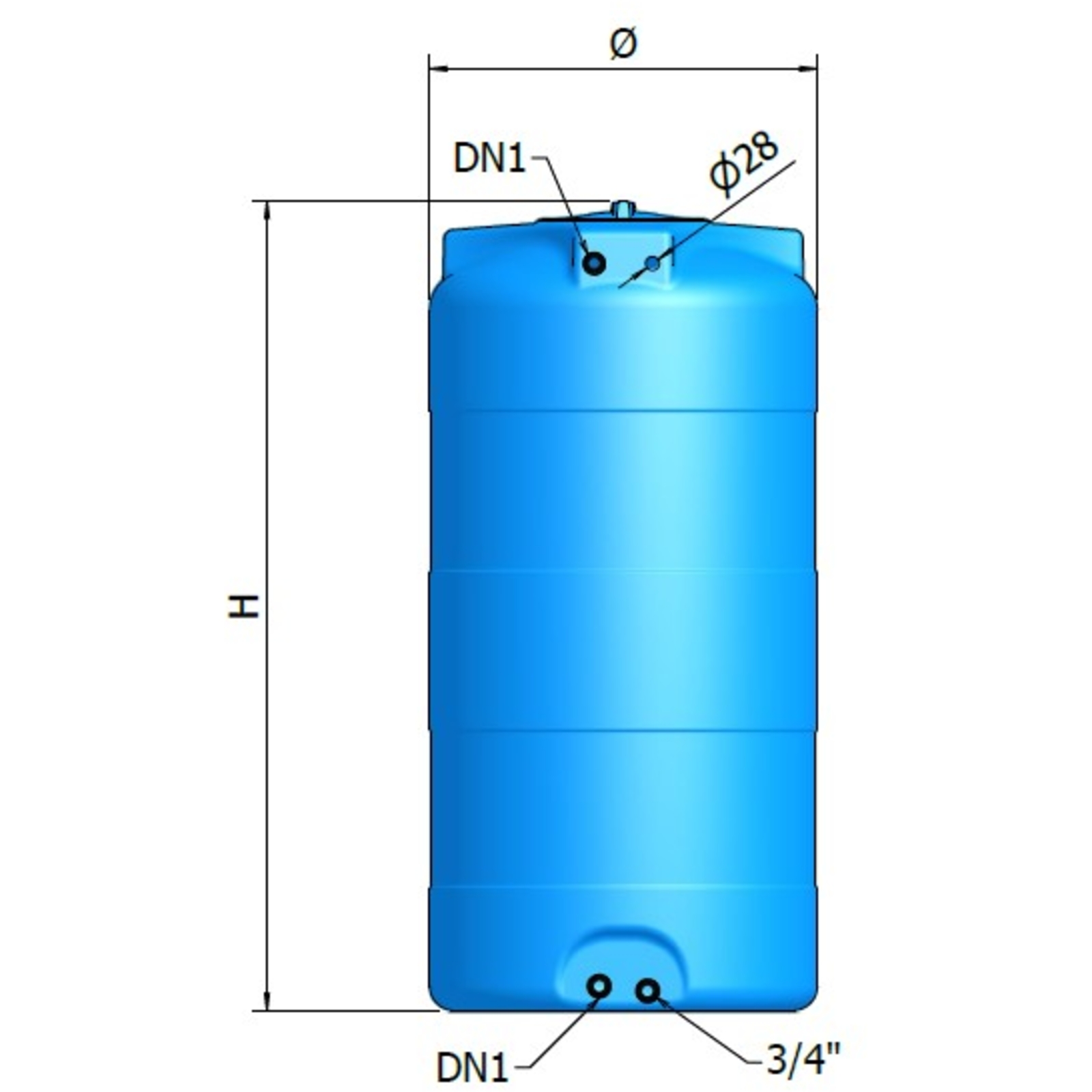 CUVE STOCKAGE VERTICALE BLEUE EN PE 3000L - RENSON - 100969