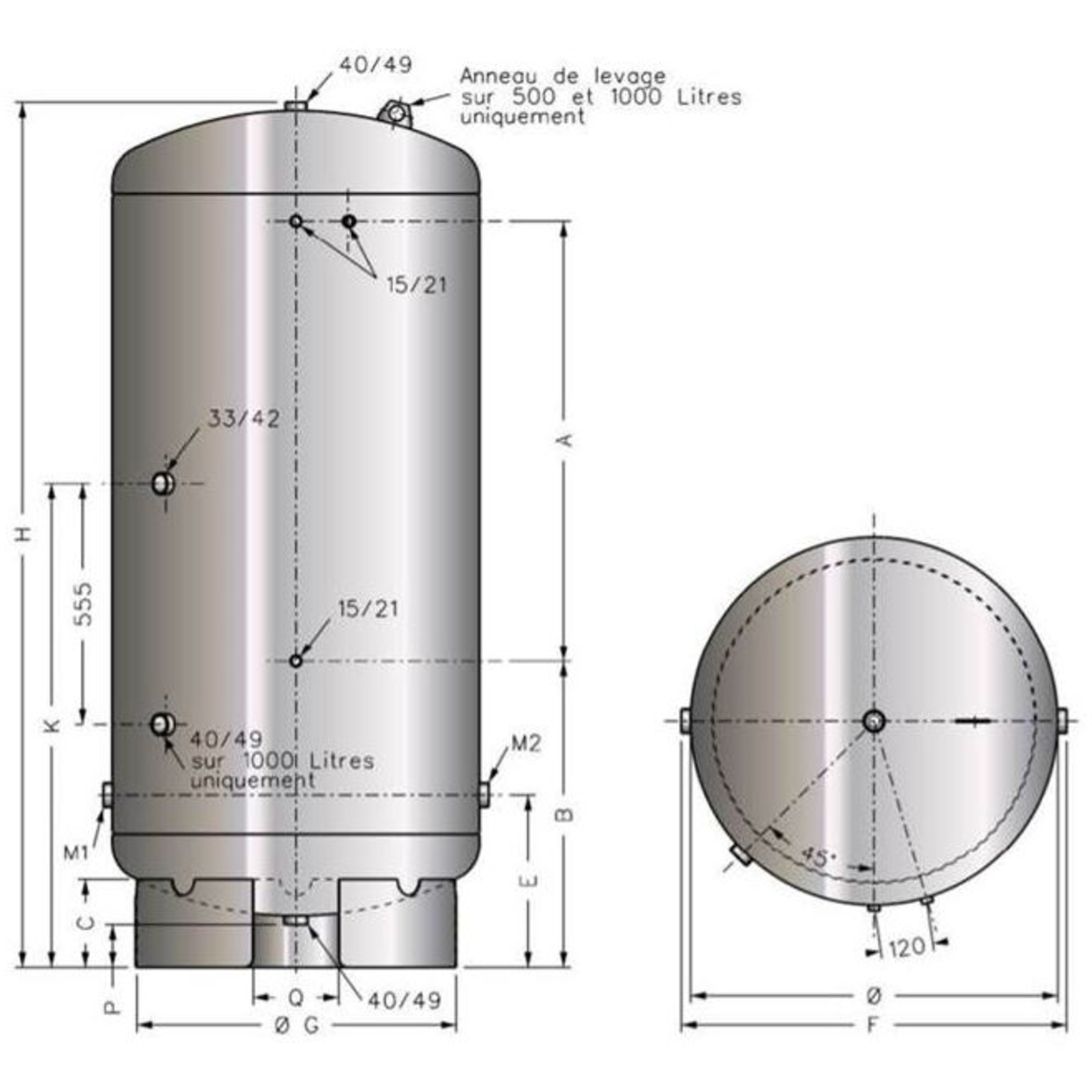 RESERVOIR GALVA PLASTIFIE 100 LITRES 4 BAR - RENSON - 102011