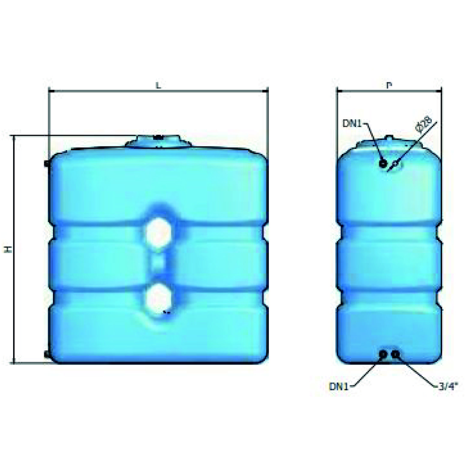 CUVE STOCKAGE VERTICALE BLEUE EN PE POUR ESPACE REDUIT 2000L - RENSON - 102792