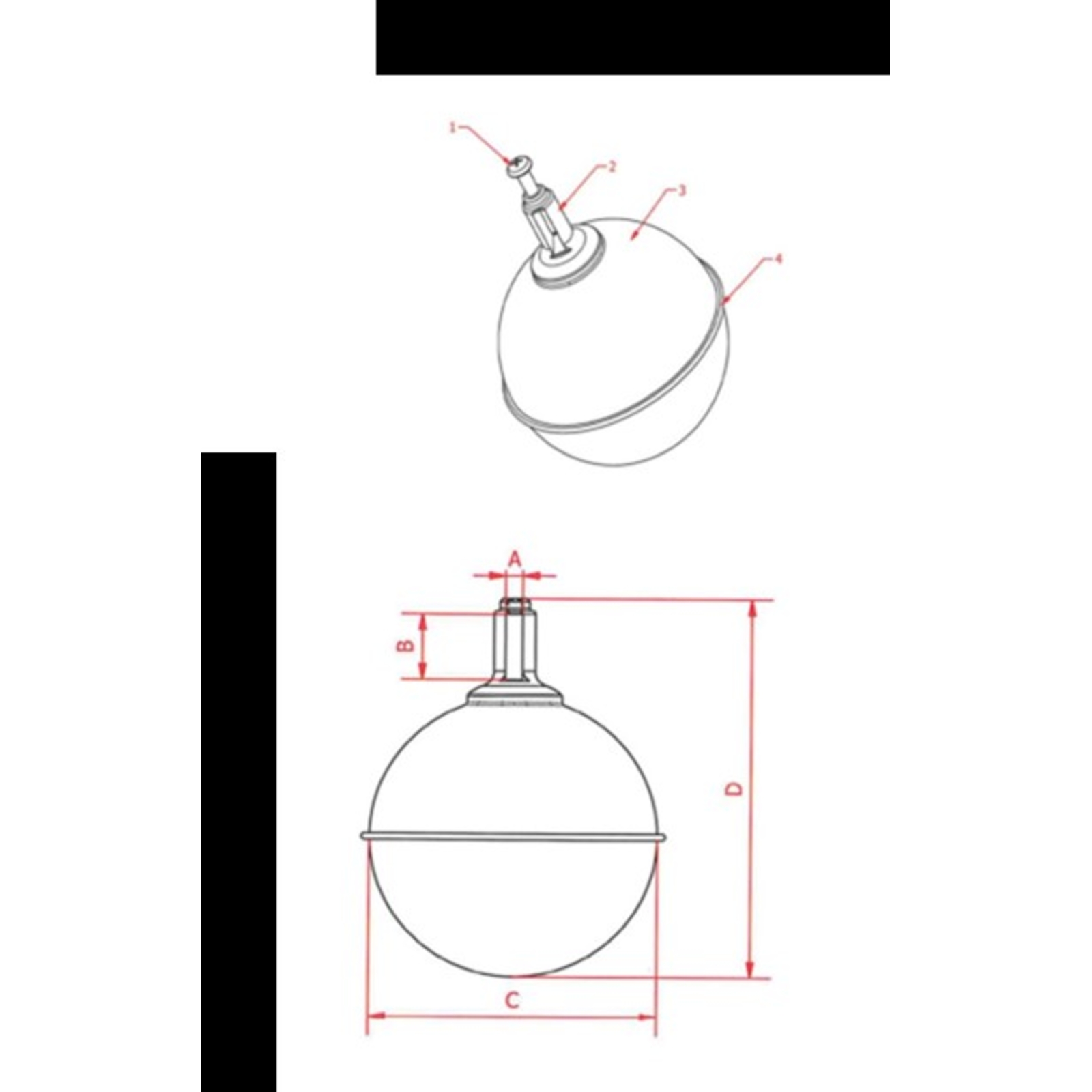 BOULE EN CUIVRE Ø120  POUR FLOTTEUR 1''-1''1/4 - RENSON - 103954