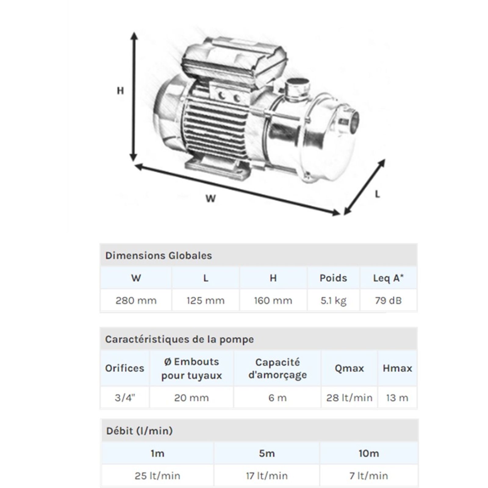 POMPE LIQUIDE ALIMENTAIRE 12V INOX 0,22KW  - RENSON - 110829