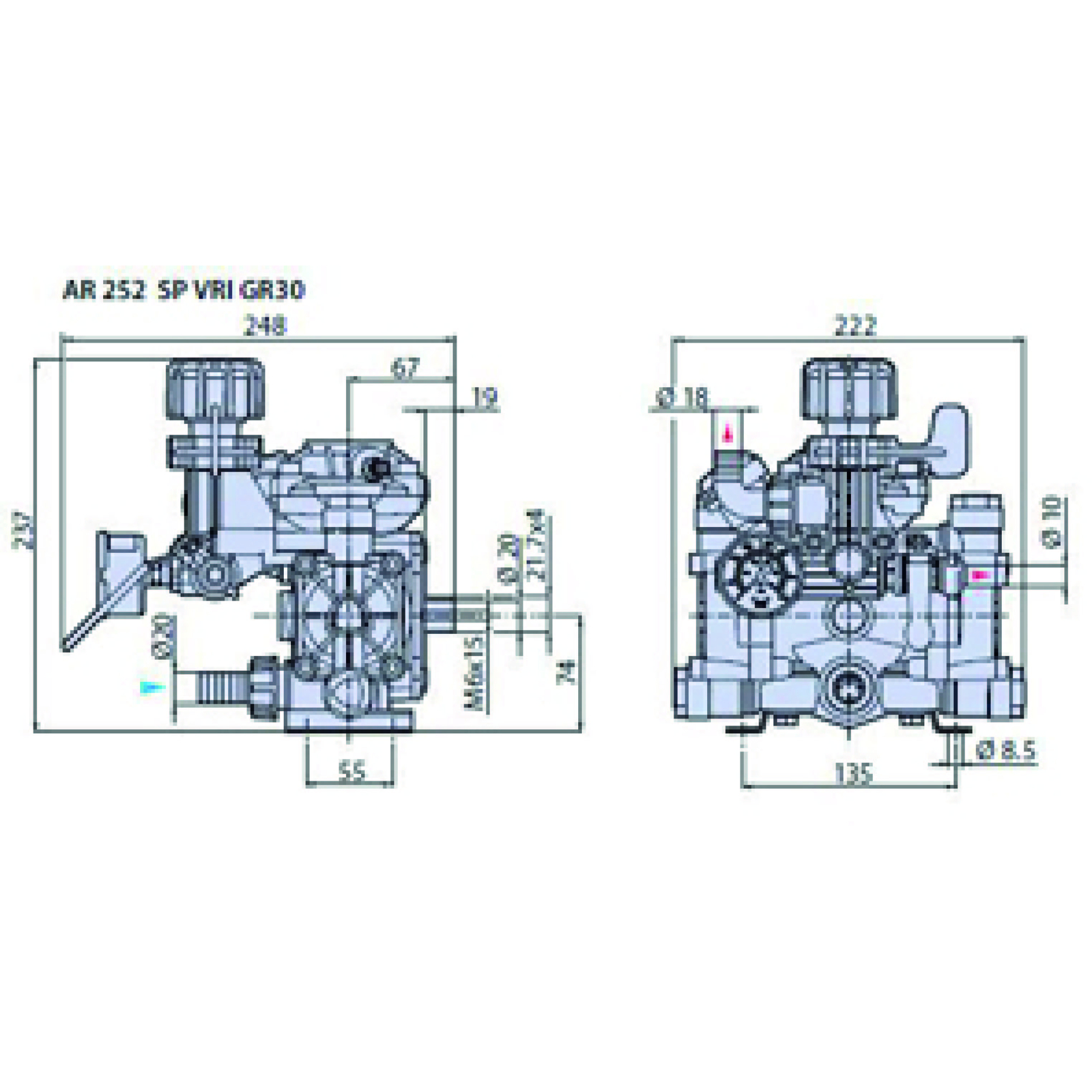 POMPE PULVE MOYENNE PRESSION 20 BAR - 20L/MIN - AR252SPSGC - RENSON - 130138