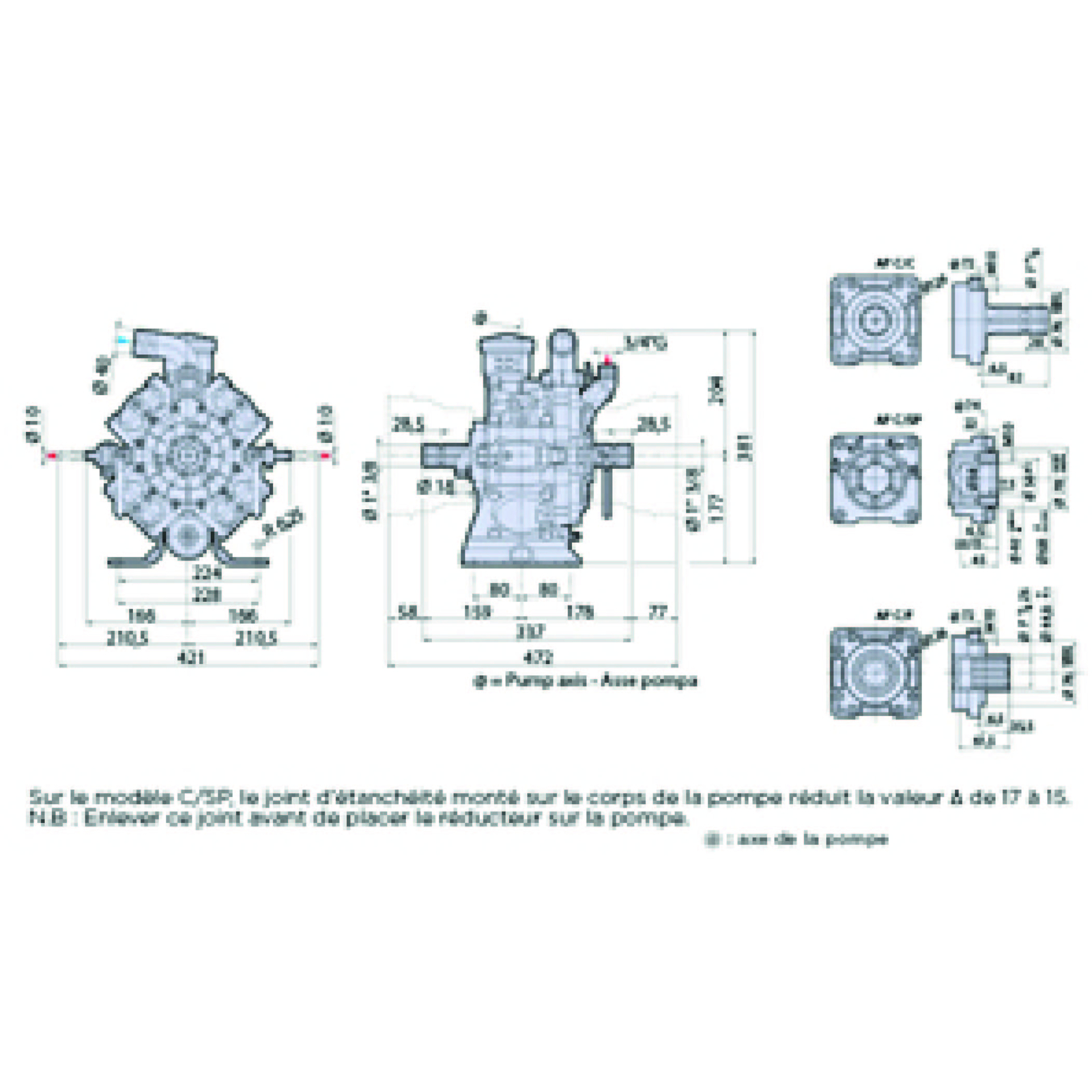 POMPE PULVE HAUTE PRESSION 50 BAR - 105L/MIN AR1064APC/SP - RENSON - 130186