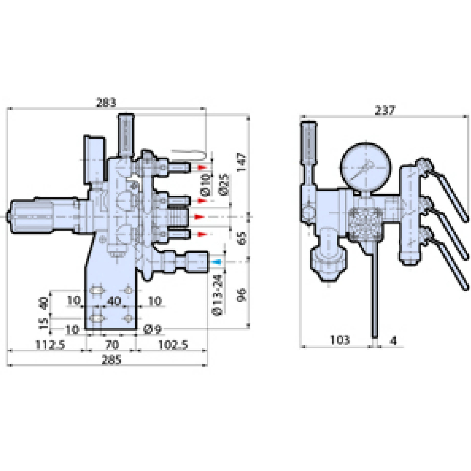GROUPE DE COMMANDE 2 VOIES 50 BAR - 130L/MIN - VDR50 - RENSON - 130223