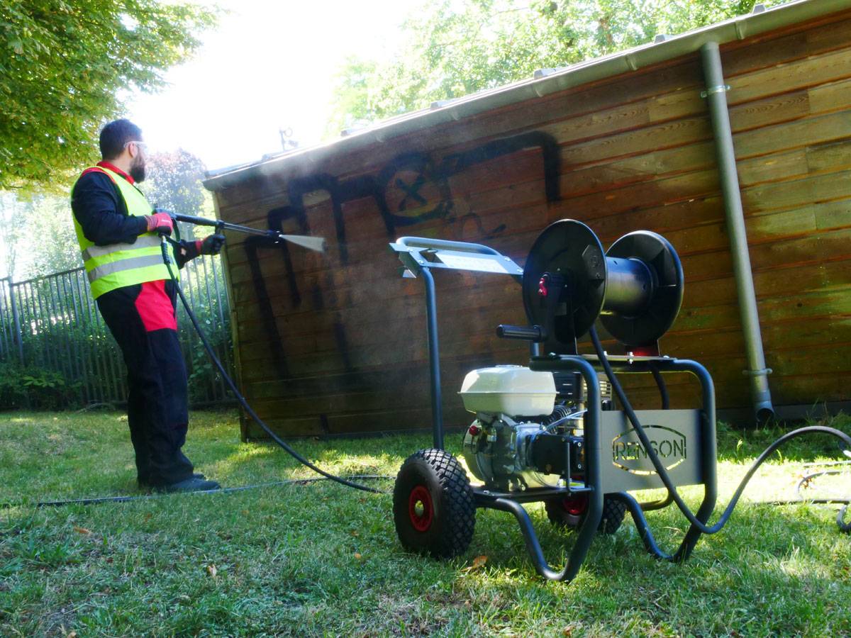 NETTOYEUR HAUTE PRESSION MINIBOOSTER THERMIQUE 160B - 10L/MIN - ENROULEUR 20M - RENSON - 142371