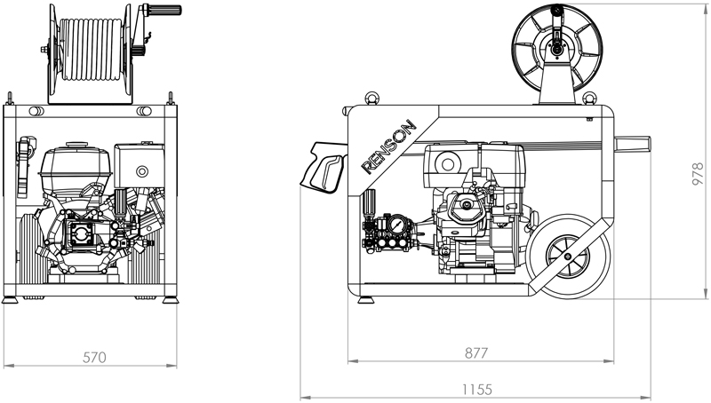 NETTOYEUR HAUTE PRESSION BOOSTP THERMIQUE 250B - 15L/MIN - ENROULEUR 20M - RENSON - 142388