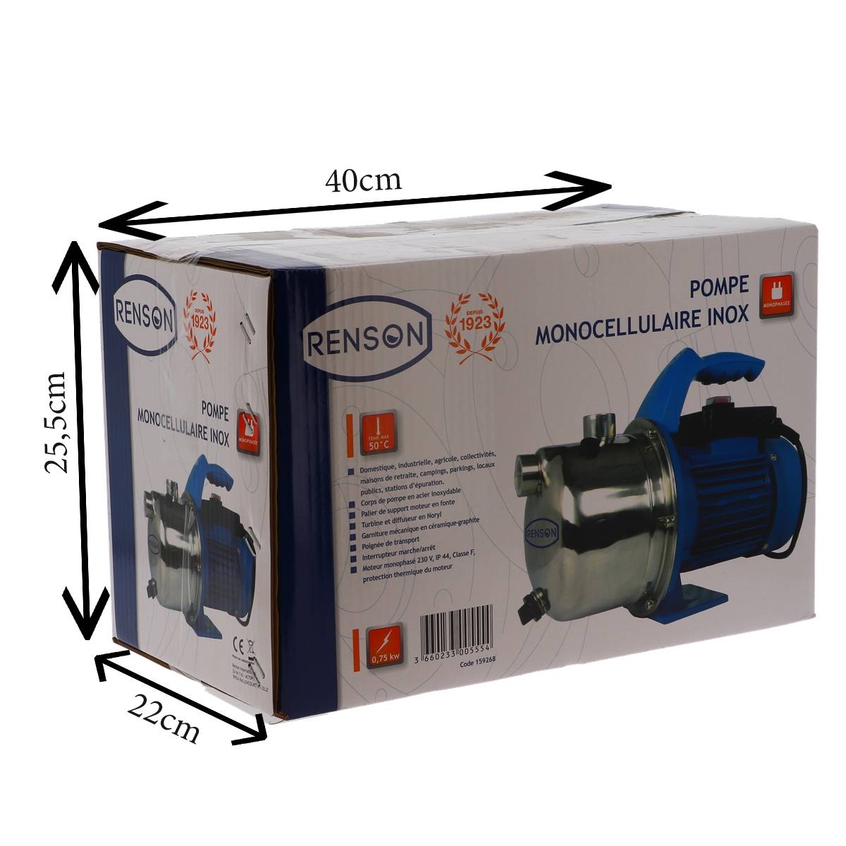 POMPE 230V INOX SERIE JET 0,75KW - RENSON - 159268