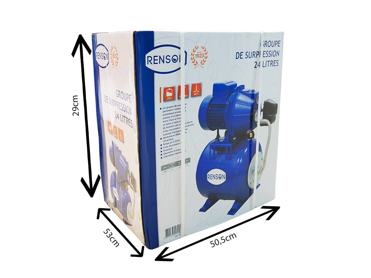 GROUPE DE SURPRESSION 24L POMPE 0,5KW 230V - RENSON - 159269